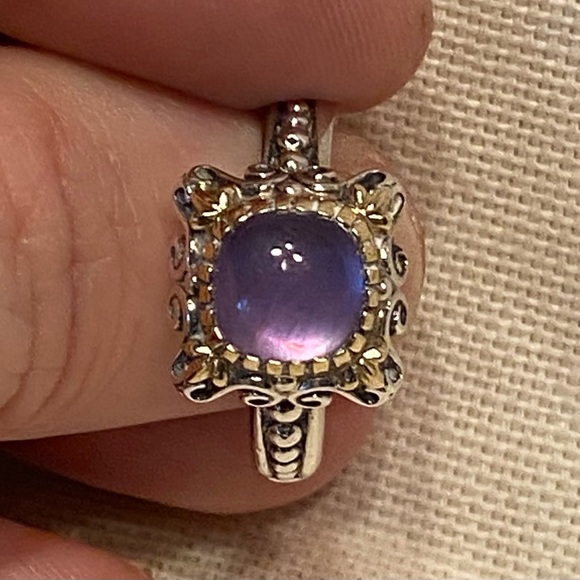 Konstantino Sterling Silver and 18K Gold Amethyst Cabochon Ring - Picture 11 of 12